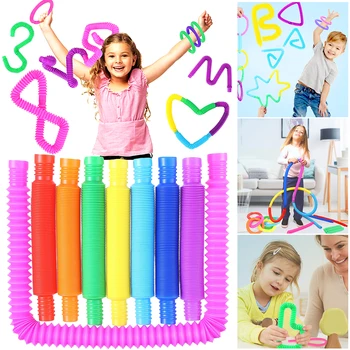 Pop Buis Zintuiglijke Speelgoed Fidget Anti-Stress Verlichten Stretch Balg Kinderen Multicolor Knijpt Vouwen de Pijp Autisme, ADHD, Faalangst Speelgoed