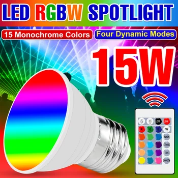220V LED RGB Lamp E27 Smart Control Lamp GU10 Schijnwerper E14 Dimbare Lamp 15W Voor Home Party Versieren MR16 LED Bombillas