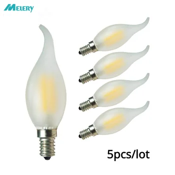 E14 LED Kandelaar Lamp 4W Lamp Warm/Koud Wit Mat Gloeidraad Lampen 40W Vervanging 400lm Antieke Kaars Gloeilamp 5Pack