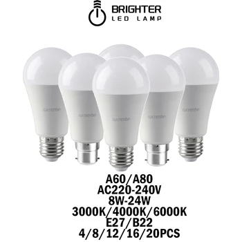 4/8/12/16/20PCS LED-Lamp AC220V B22 E27 Hoge Lumen Zonder Flitser 3000K/4000K/6000K Licht voor Thuis-en Ander Interieur Verlichting