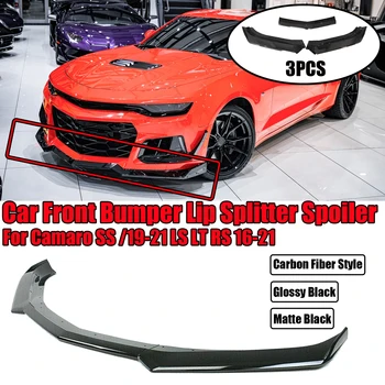 3PCS Voor 16-21 Camaro SS / 19-21 LS LT RS Auto Voorbumper Lip Splitter Spoiler Body Kit Accessoires koolstofvezel Stijl