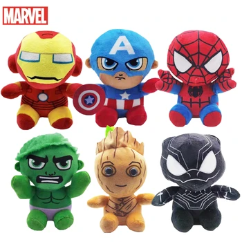 20cm Disney Marvel The Avengers Serie Cartoon Pluche Speelgoed Spiderman Hulk, Iron Man en Captain America Black Panther Poppen Kinderen Geschenken