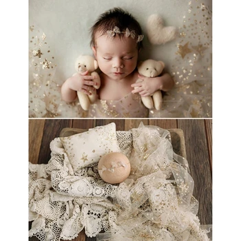 Newbornfotografie Rekwisieten Transparante Mesh Garen Deken Baby Sterrenhemel Swaddling Wrap Zuigelingen Foto Op De Achtergrond Dropshipping