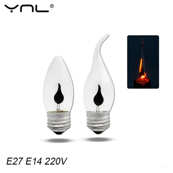 LED Kaars Lamp E14 E27 LED Flame Effect Bol AC220V Edison-Emulatie Vuur Verlichting Vintage Home Decor Ampul van de Kaars