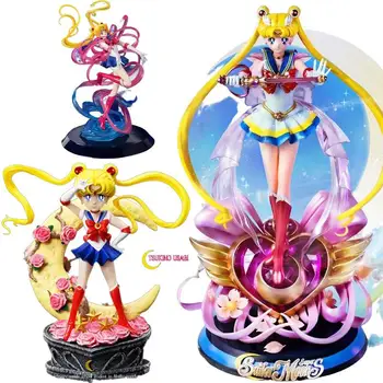 35cm Super Sailor Moon Figuur Anime Tsukino Usagi Nieuwe Koningin Figurine Beeldje Cartoon Mooi Meisje Model Standbeeld Halloween Speelgoed