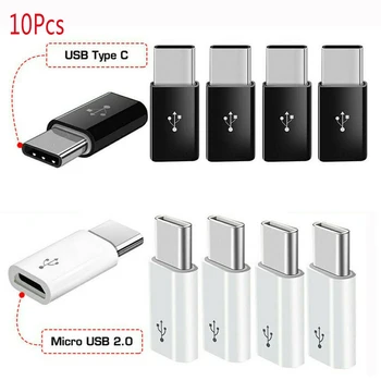 10PCS Mini Micro USB Type C Female To Male Adapter Converter Micro-B-Naar-USB-C Connector voor Snel Opladen Kabel, Adapter Accessoires