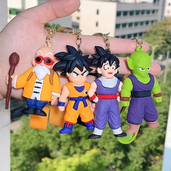 Anime Dragon Ball Sleutelhanger Mode-Sieraden Son Goku Vegeta Piccolo Actie Figuren 9CM PVC-sleutelhanger voor Mannen, Vrouwen Tas Hanger