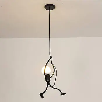 1pcs Vintage Ijzeren mannetje Moderne Kunst Kroonluchter, LED Plafond Lamp Home Woonkamer kinderkamer Decoratie Accessoires