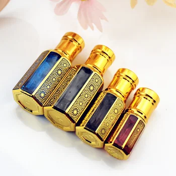 Roll over een Glazen Fles 3ml 6ml 12ml Kleurrijke Essentiële Olie Container Gold Luxe Leeg Hervulbare Mini Roller Fles van het Parfum