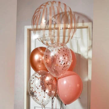 7Pcs Metallic Rose Goud Ballon Set Confetti, Ballonnen verjaardagsfeest, Bruiloft Decoratie Verjaardag Globals Douche van de Baby Benodigdheden