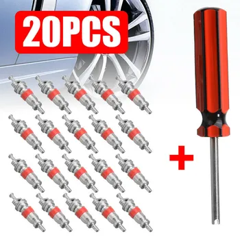 20pcs Auto Ventiel Core Removal Tools Kit Ventiel Core Sleutel schroevendraaier Met 10pcs Klep Kern Banden Reparatie Set Tools