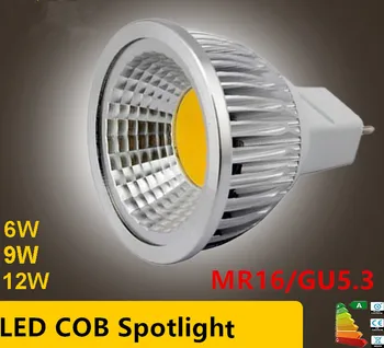 Nieuwe High Power Lampada Led MR16 GU5.3 6w MAÏSKOLF 9w Dimbare Led 12w Cob Schijnwerper Warm-Koel Wit MR 16 12V Lamp GU 5.3 220V