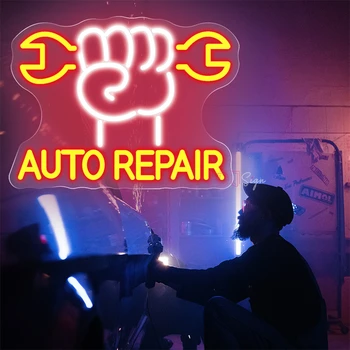 Schadehersteller Neon Sign Garage Muur Decor Kamer Teken van het Neon Led Light Car Repair Shop Neon Verlichting 4S Business Uithangbord