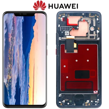 Originele AMOLED Voor Huawei Mate 20 Pro LCD Display Touch Scherm Digitizer Vergadering Reparatie Met frame Met vingerafdruk LYA-L 29