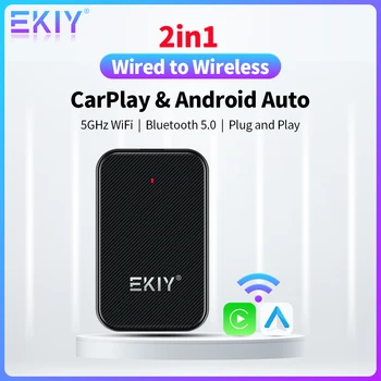 EKIY 2 in1 Apple Auto Play Wireless Adapter CarPlay Mini Box Android-Auto-Dongle die voor de mercedes-Benz Audi Mazda Kia Toyota VW OEM autoradio