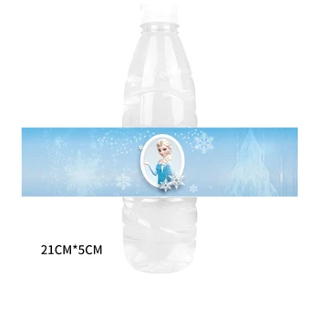 Disney Bevroren Elsa Anna Verjaardag Sticker Sneeuwvlok Partij Fles Mineraalwater Label Stro Topper 1e Verjaardag Supplie