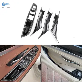 Voor BMW 5 Serie F10 F18 2011 2012 - 2014 2015 2016 2017 Carbon Fiber Texture Auto-Interieur Deur Trek aan het Handvat beschermkap