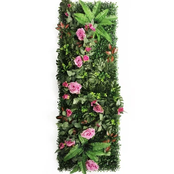 40*120CM Home Decoratie Kunstmatige Plant Gazon Rose Panel Muur Decoratie Bedekt Met Stro Mat
