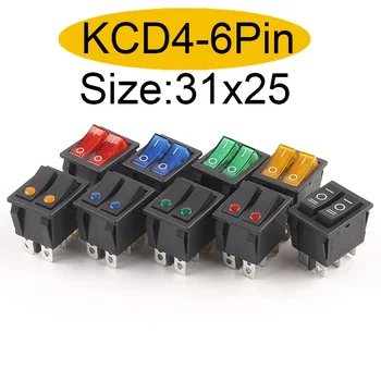 1PCS 31x25mm 6-pins 2/3 Positie Dubbele Licht Schakelaar 16A/250V 20A/125V ac AAN / UIT-/AAN-UIT-OP de Boot Elektrische Auto Switch
