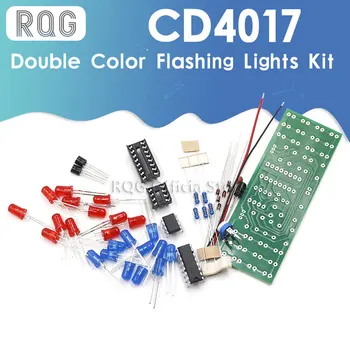 Rood Blauw Dubbele Kleur van Knipperende Lampjes Kit Strobe NE555 + CD4017 de Praktijk Leren DIY Kits Elektronische Suite