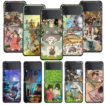 Japan Comics Totoro Chihiro San Telefoon Geval Voor Samsung Galaxy Z Flip 4 Z Flip3 5G Case voor de Galaxy Z Flip PC Hard-Shell Fundas