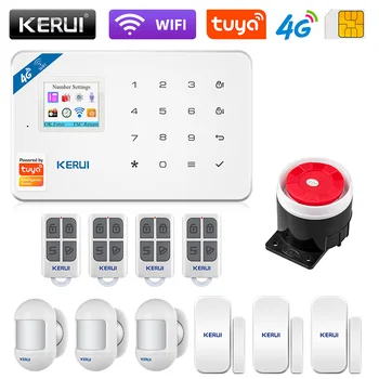 KERUI W184 Tuya Smart Home WIFI 4G GSM Alarm Systeem Inbreker Home Security Alarm App Motion Control Sensor 6 Talen Garage