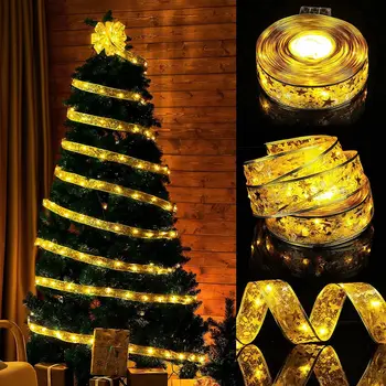 1-10M Kerst Lint Met LED Verlichting Waterdicht Voor de kerstboom Decoraties 2023 Nieuwe Jaar Muur Venster Home Decoraties