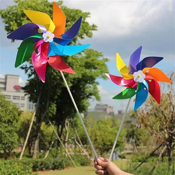 Outdoor Windmolen Naaldrad Wind Spinner Kunststof Kleurrijke Windmolen Ambachtelijke Tuin Gazon Partij Decor accessoires