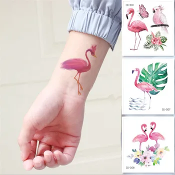 10pcs-de Nieuwe Waterdichte Flamingo Tattoo Sticker Persoonlijkheid Schattige Dieren Tattoo Sticker vrijgezellenfeest Flamingo Partij Gunst-S