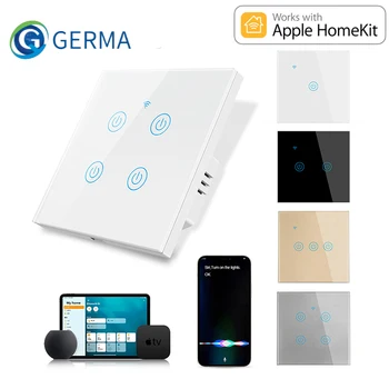 DUITSLAND Apple Homekit WiFi EU-Norm Slimme Schakelaar Neutraal Nodig Smart Home verlichting 1/2/3 Bende 1 Manier Siri voice control