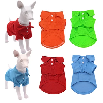 Blauwe Casual Sportieve Hond Kleding Ademend Katoenen Polo Kraag Hond Shirt Puppy Lente Kleren Kleine Honden Chihuahua Kleding, XS-XL