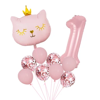 10 Pack Kroon Roze 40 Inch Digitale Confetti Kat Folie Ballonnen Meisjes Verjaardag Prinses Thema Feest Foto Rekwisieten Baby Douche-Inrichting