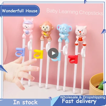 1 Paar Chinese Eetstokjes Baby Leren Stokjes Corrector Beginner Chopstick Cartoon Kinderen Eten Opleiding Helper Baby Tools