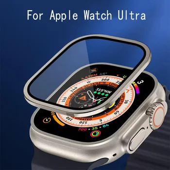 Titanium Legering Bumper+Gehard Glas Voor Apple Horloge Ultra 49mm Accessoires voor H11 Ultra Plus, ZD8 Ultra Max, 1:1 iwatch Ultra