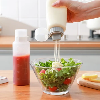 Huishoudelijke Knijp Saus Fles met Deksel 5 Gaten met een Grote Diameter Kruiden Fles Plastic Salade van Tomaten Saus knijpfles