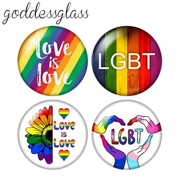 Regenboog Vlag LGBT-liefde is liefde trots 10pcs 12mm/18mm/20mm/25mm/30mm Ronde foto glas cabochon demo flatscreen terug Waardoor bevindingen