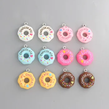 10PCS 19*22mm Kleurrijke Donut Hars Hangers Voor DIY Decoratie Oorbellen Ketting Mode-Sieraden-Accessoires