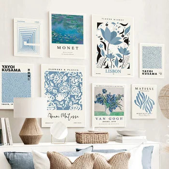 Blauw Henri Matisse Yayoi Kusama Bloemenmarkt Posters En Prints Kunst Aan De Muur, Canvas Schilderij Voor De Woonkamer Decoratieve Foto ' S