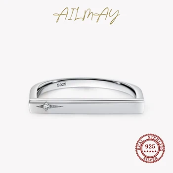 Ailmay Verkoop 100% 925 Echte Zilveren Mode-Persoonlijkheid Stapelbaar Vinger Ring Voor Vrouwen Meisjes Partij Van Fijne Sieraden Accessoires