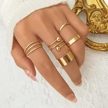 IPARAM Punk Metal Geometrische Ring Set voor Vrouwen Vintage Minimalistische Breed Knuckle Ring 2022 Trend Vinger Sieraden Geschenken
