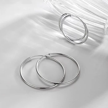 925 Sterling Zilver Overdreven Cirkel Oorbellen Eenvoudige Manier Geometrische Vorm Oorbellen Verjaardag Cadeau Voor Vrouwen Exquise S