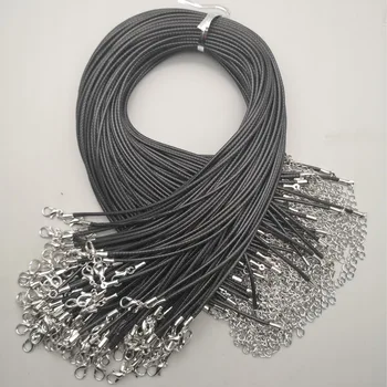 Groothandel goede 2MM sieraden gesp kreeft Ketting Touw wax Ambachtelijke Koord zwart koord hanger Charme accessoires 50st Gratis