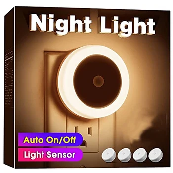Nieuwe LED Nacht-Lamp EU US UK-Stekker Intelligente Lichte Controle Ronde energiebesparende Bed Lichten van de Muur voor Thuis Gang Pad