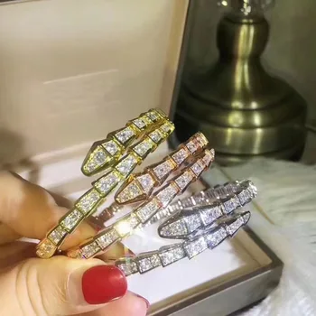 2023 Groothandel Luxe Snake Bot Stijl K Gold Plated Diamond dames Armbanden van Hoge Kwaliteit Niet Vervagen Partij Sieraden