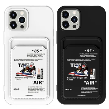 Ins Uit 85 LUCHT Sportieve Sneaker van het Merk Labels Portefeuille-Kaart Telefoon Geval Voor iPhone12Pro Max 11 14 13Pro XS XR 7 8Plus Witte cover