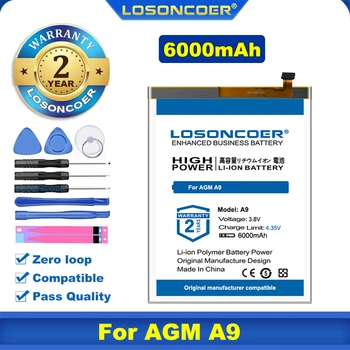 100% Originele LOSONCOER 6000mAh Batterij Voor AGM-A9 Mobiele Telefoon