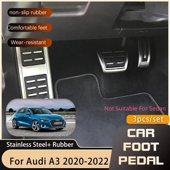 Roestvrij Staal OP MT Auto Pedalen voor Audi A3 8Y 2020 2021 2022 2023 Auto Gas Rem Non-slip Zonder Boren Restfoot Pedaal Bescherming