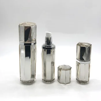 30ml&50&100 ml capaciteit diamant vorm acryl materiaal lotion fles met alumite pomp en cap