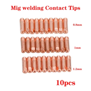 10Pcs/set 0,8 mm/1 mm/1,2 mm Tip gasmondstuk Voor MB-15AK M6*25mm MIG/MAG Lastoorts Contact Tip gaspijp Tip Houder