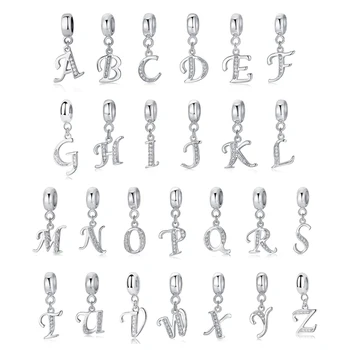 925 Sterling Zilveren Bedels Oorspronkelijke Letter Alfabet A-Z Hanger Kralen Passen Pandora Armbanden, Kettingen Diy Sieraden Voor Vrouwen